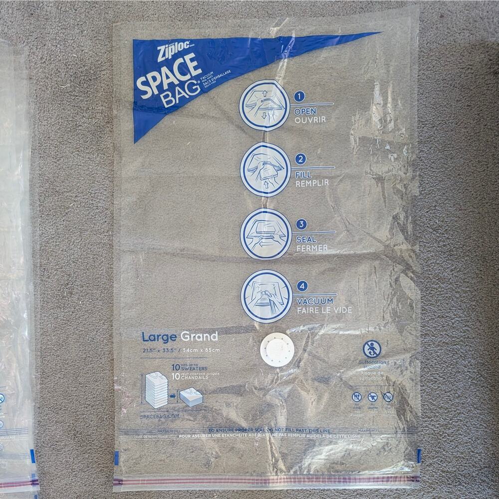 Ziploc Space Saver Bags - Pack of 3 - Large - 21.5" x 33.5"